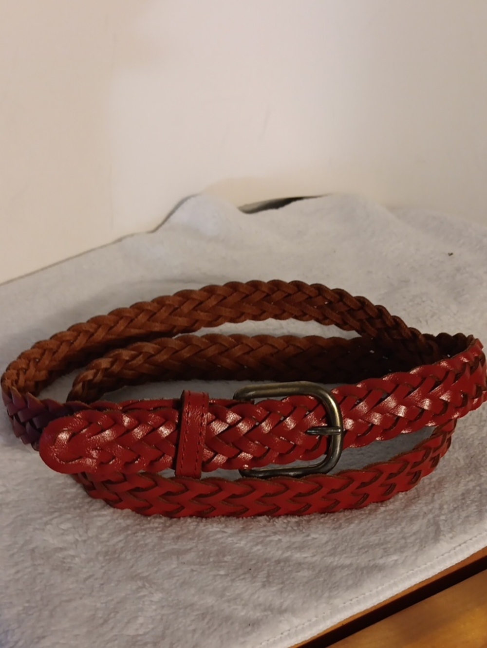 Braided Red Leather Belt - Women's Accessories
